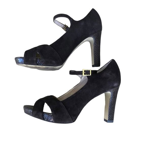 Franco Sarto Peep Toe Heels Valita Women 7M Shoes Dark Brown Suede Pump READ - Picture 3 of 16